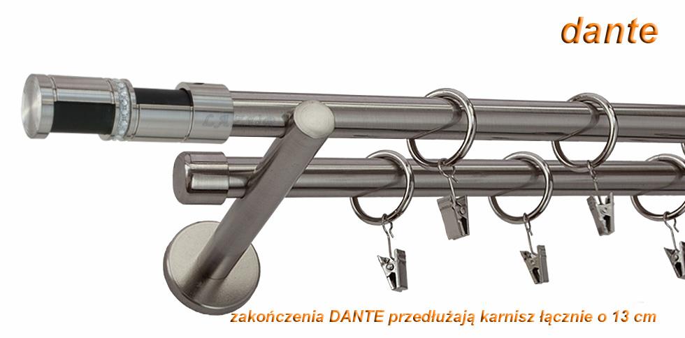 Karnisz DANTE Stal Nierdzewna Podw. 19 + 19 wspornik prosty - 480 cm - obrazek 3