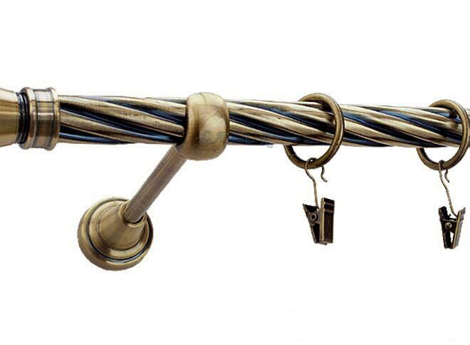 Karnisz LUXOR Antyk Mosiądz, Pojedynczy 19 rura skrętna - 480 cm