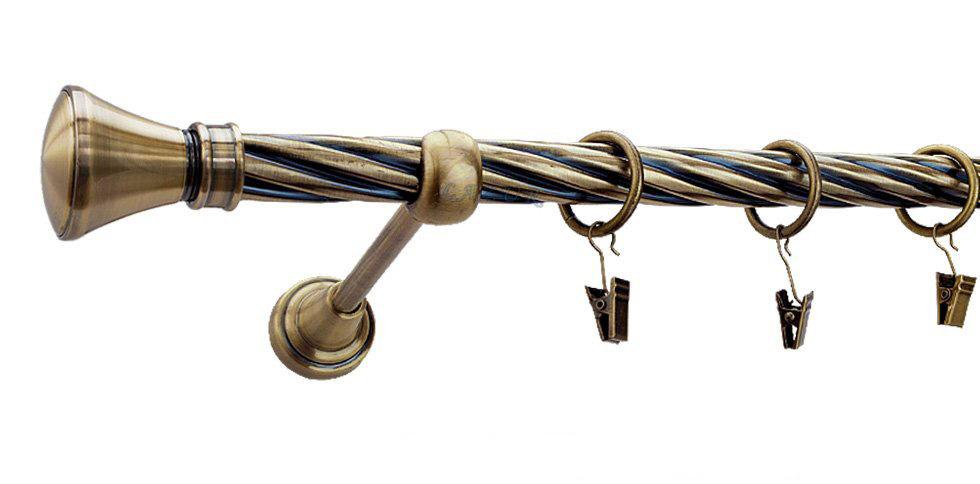 Karnisz LUXOR Antyk Mosiądz, Pojedynczy 19 rura skrętna - 320 cm