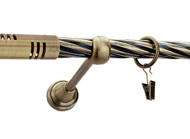 Karnisz ELIS Antyk Mosiądz, Pojedynczy 19 rura skrętna - 480 cm