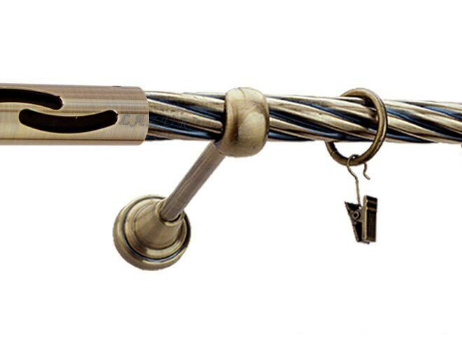 Karnisz FALKO Antyk Mosiądz, Pojedynczy 19 rura skrętna - 480 cm