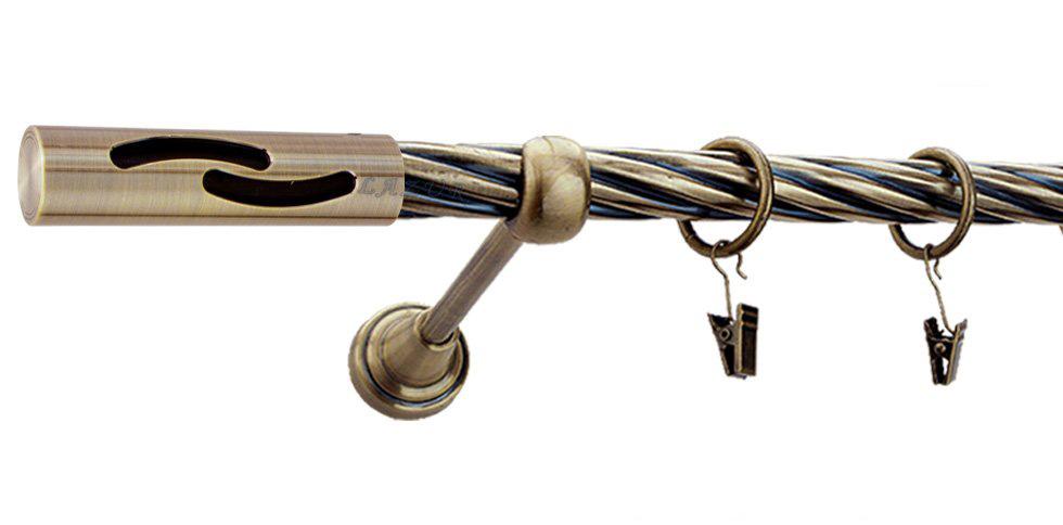 Karnisz FALKO Antyk Mosiądz, Pojedynczy 19 rura skrętna - 480 cm