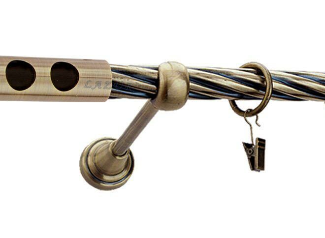 Karnisz DAWI Antyk Mosiądz, Pojedynczy 19 rura skrętna - 480 cm