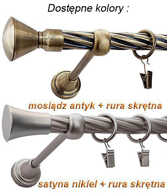 Alternative view of Karnisz GLOB Antyk Mosiądz, Pojedynczy 19  rura skrętna - 480 cm