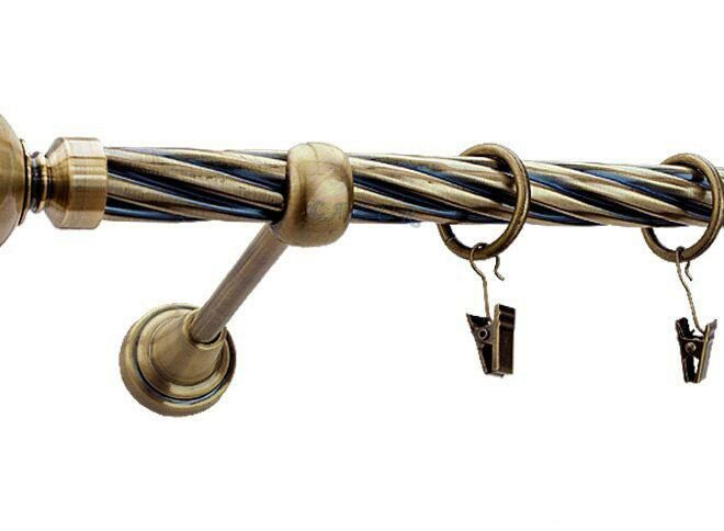 Karnisz GLOB Antyk Mosiądz, Pojedynczy 19 rura skrętna - 480 cm