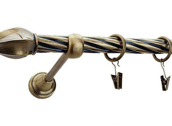 Karnisz TWISTER Antyk Mosiądz, Pojedynczy 19 rura skrętna - 480 cm