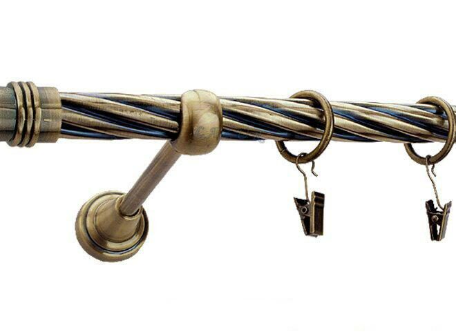 Karnisz PRINCE Antyk Mosiądz, Pojedynczy 19 rura skrętna - 480 cm