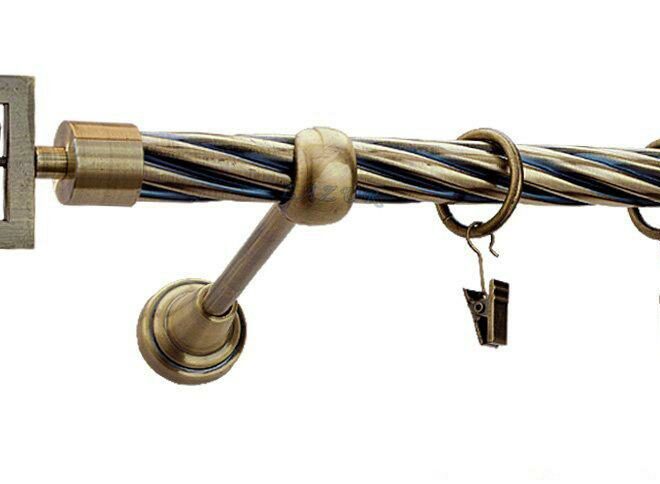 Karnisz RUBIK Antyk Mosiądz, Pojedynczy 19 rura skrętna - 480 cm