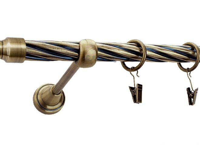 Karnisz APOLLO Antyk Mosiądz, Pojedynczy 19 rura skrętna - 480 cm