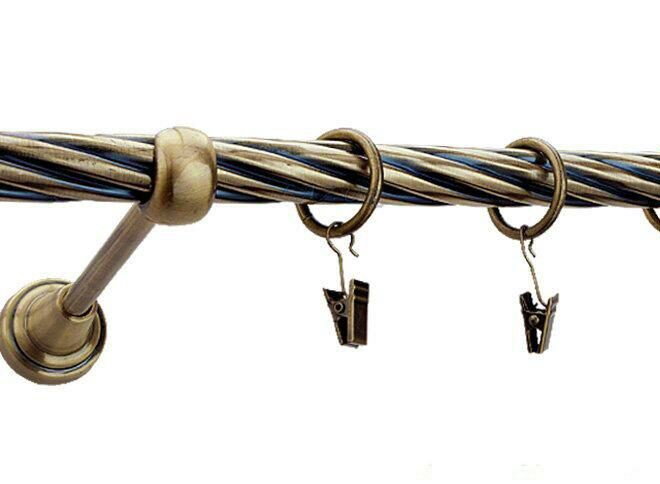 Karnisz KULA Antyk Mosiądz, Pojedynczy 19 rura skrętna - 480 cm