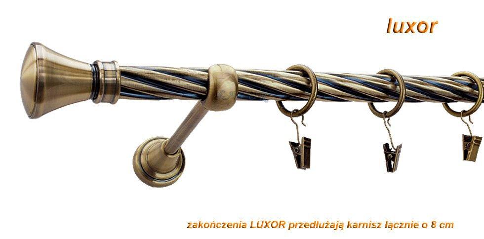 Karnisz LUXOR Antyk Mosiądz, Pojedynczy 19 rura skrętna - 320 cm - obrazek 3