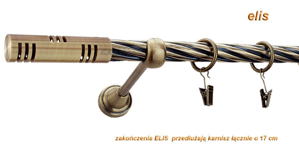 Karnisz ELIS Antyk Mosiądz, Pojedynczy 19 rura skrętna - 200 cm - obrazek 3