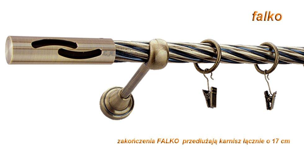 Karnisz FALKO Antyk Mosiądz, Pojedynczy 19 rura skrętna - 480 cm - obrazek 3