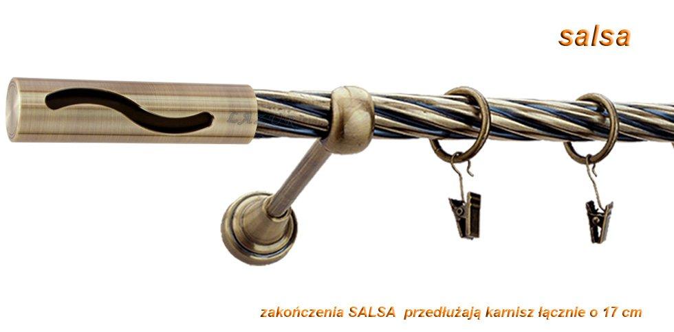 Karnisz SALSA Antyk Mosiądz, Pojedynczy 19 rura skrętna - 320 cm - obrazek 3