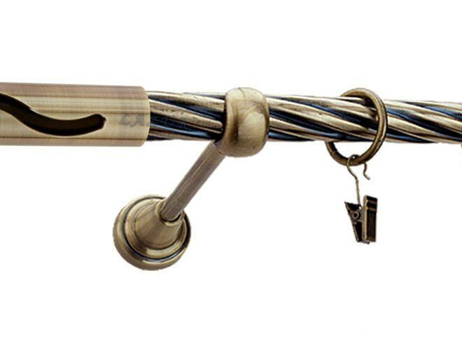 Karnisz SALSA Antyk Mosiądz, Pojedynczy 19 rura skrętna - 480 cm