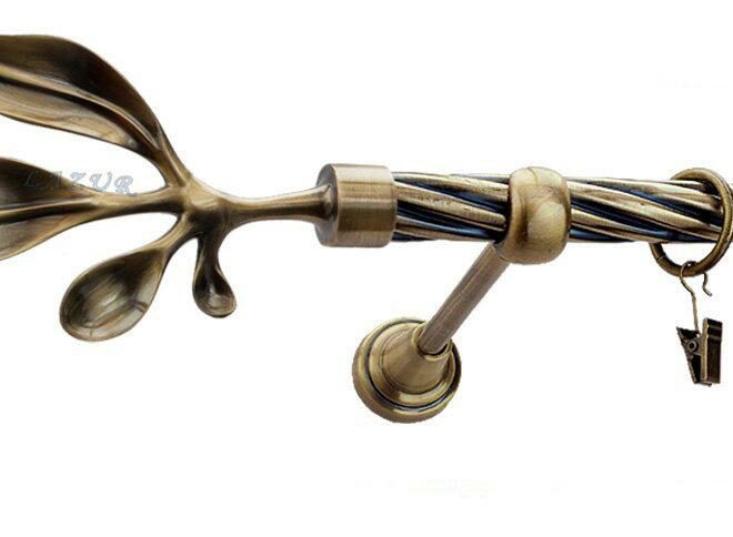 Karnisz BAWARO Antyk Mosiądz, Pojedynczy 19 rura skrętna - 480 cm