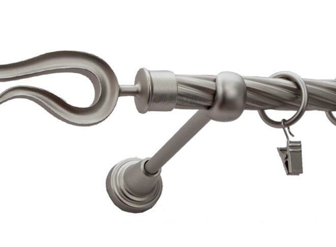 Karnisz VIOLO Satyna Nikiel, Pojedynczy 19 rura skrętna - 480 cm