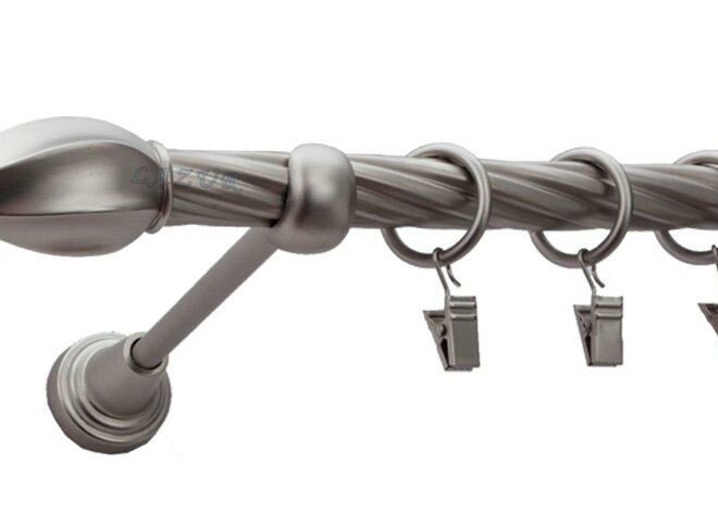 Karnisz TWISTER Satyna Nikiel, Pojedynczy 19 rura skrętna - 480 cm