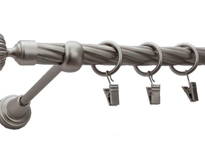 Karnisz ODEON Satyna Nikiel, Pojedynczy 19 rura skrętna - 480 cm