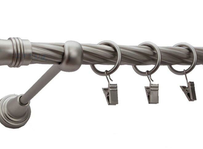 Karnisz PRINCE Satyna Nikiel, Pojedynczy 19 rura skrętna - 480 cm