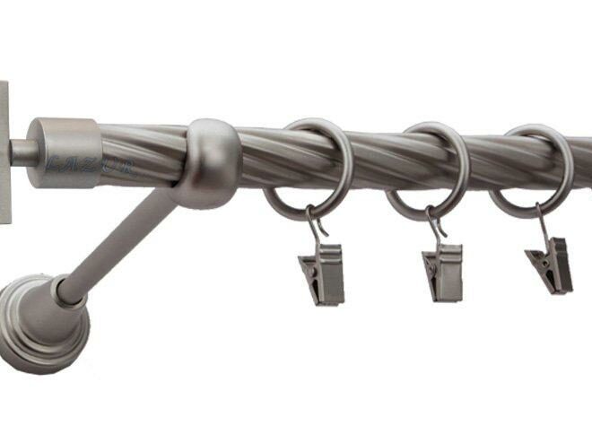 Karnisz RUBIK Satyna Nikiel, Pojedynczy 19 rura skrętna - 480 cm