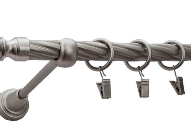 Karnisz BOSTON Satyna Nikiel, Pojedynczy 19  rura skrętna - 480 cm