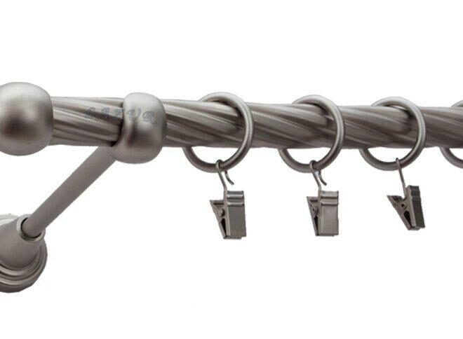 Karnisz KULA Satyna Nikiel, Pojedynczy 19 rura skrętna - 480 cm