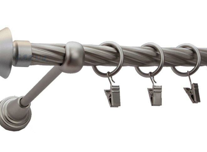 Karnisz AMARO Satyna Nikiel, Pojedynczy 19 rura skrętna - 480 cm