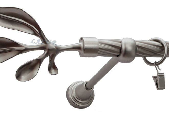 Karnisz BAWARO Satyna Nikiel, Pojedynczy 19 rura skrętna - 480 cm