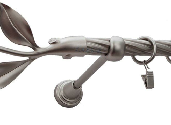 Karnisz LISTEK Satyna Nikiel, Pojedynczy 19 rura skrętna - 480 cm