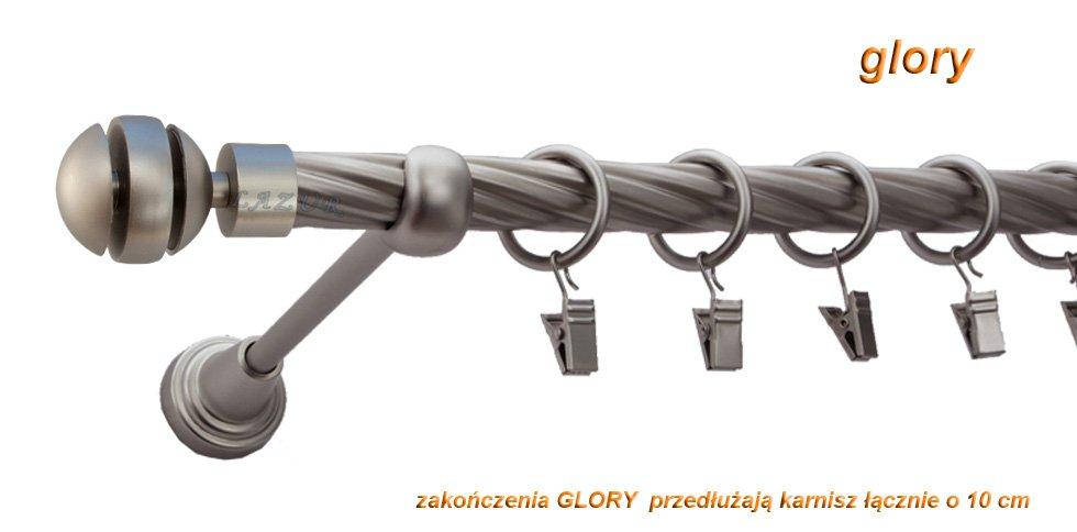 Karnisz GLORY Satyna Nikiel, Pojedynczy 19 rura skrętna - 200 cm - obrazek 3