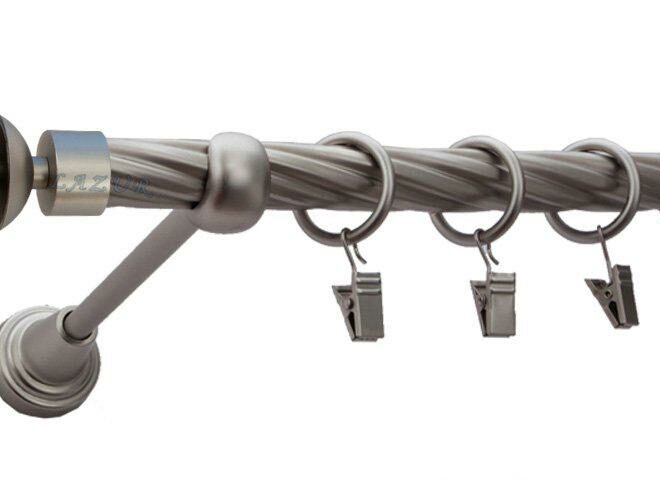 Karnisz GLORY Satyna Nikiel, Pojedynczy 19 rura skrętna - 480 cm