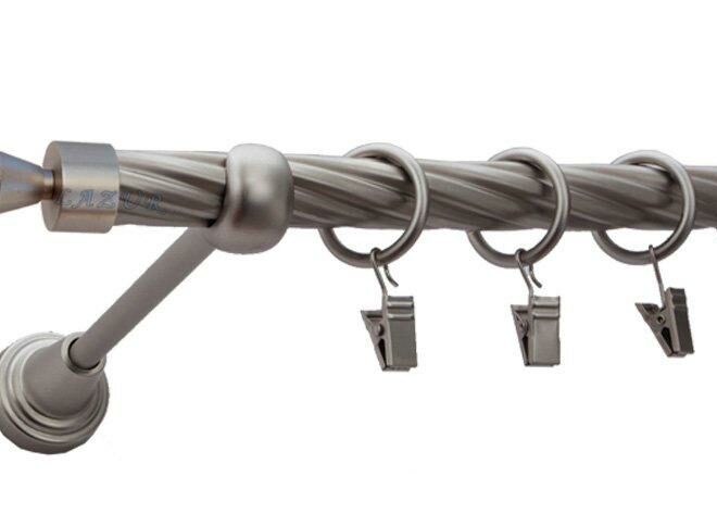 Karnisz STYLUS Satyna Nikiel, Pojedynczy 19 rura skrętna - 480 cm
