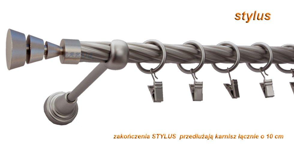 Karnisz STYLUS Satyna Nikiel, Pojedynczy 19 rura skrętna - 160 cm - obrazek 3
