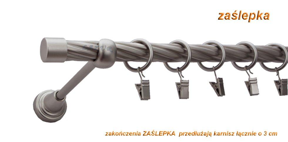 Karnisz ZAŚLEPKA Satyna Nikiel, Pojedynczy 19 rura skrętna - 160 cm - obrazek 3