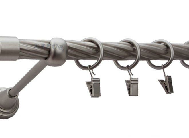 Karnisz ZAŚLEPKA Satyna Nikiel, Pojedynczy 19 rura skrętna - 480 cm