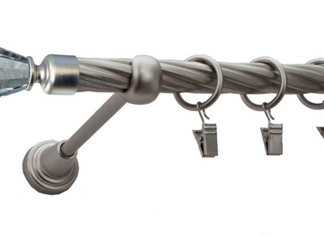 Karnisz FAON Satyna Nikiel, Pojedynczy 19 rura skrętna - 480 cm