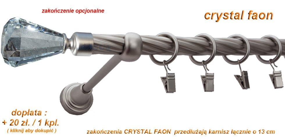 Karnisz FAON Satyna Nikiel, Pojedynczy 19 rura skrętna - 240 cm - obrazek 3