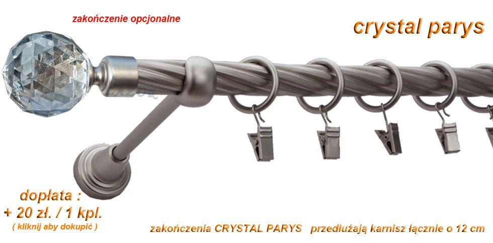 Karnisz PARYS Satyna Nikiel, Pojedynczy 19 rura skrętna - 240 cm - obrazek 3