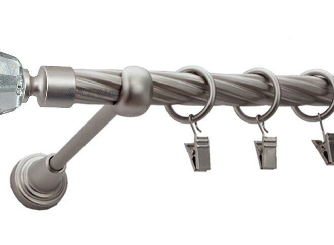 Karnisz TRAVO Satyna Nikiel, Pojedynczy 19 rura skrętna - 480 cm