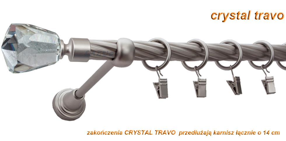 Karnisz TRAVO Satyna Nikiel, Pojedynczy 19 rura skrętna - 320 cm - obrazek 3
