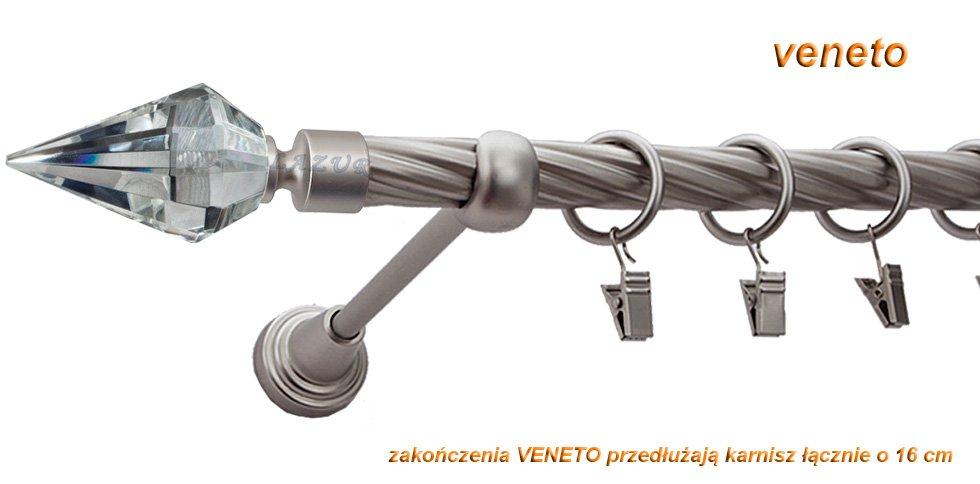 Karnisz VENETO Satyna Nikiel, Pojedynczy 19 rura skrętna - 320 cm - obrazek 3
