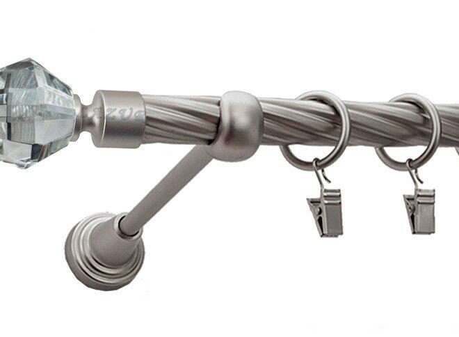 Karnisz VENETO Satyna Nikiel, Pojedynczy 19 rura skrętna - 480 cm