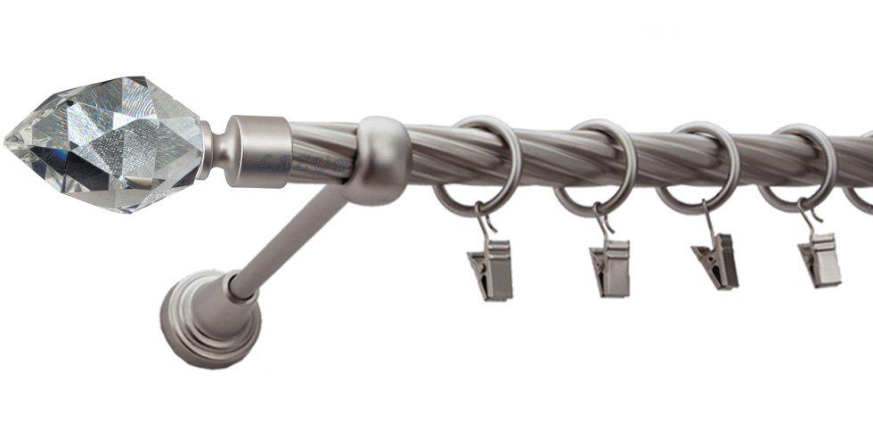 Karnisz TULIP Satyna Nikiel, Pojedynczy 19 rura skrętna - 240 cm