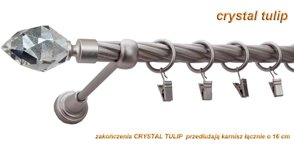 Karnisz TULIP Satyna Nikiel, Pojedynczy 19 rura skrętna - 240 cm - obrazek 3