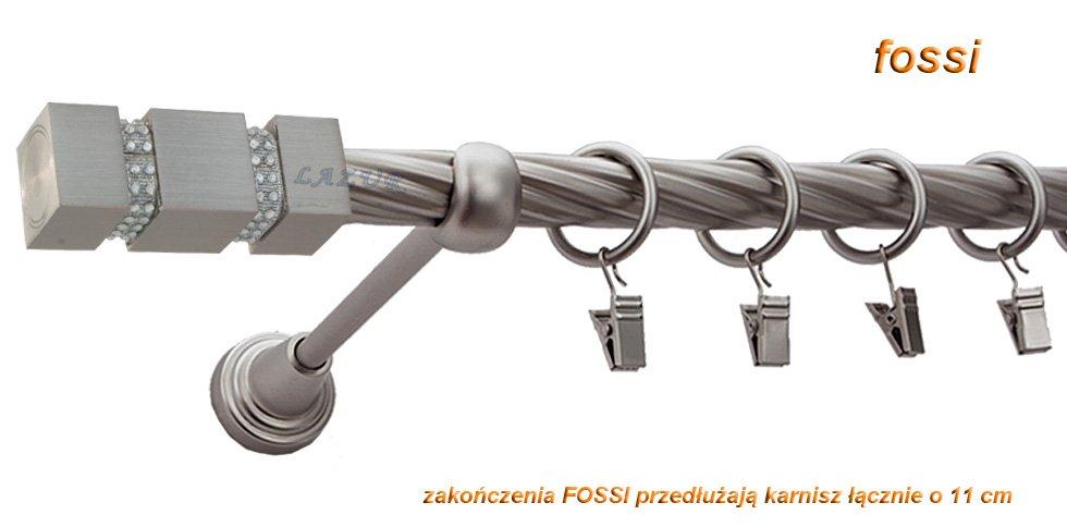 Karnisz FOSSI Satyna Nikiel, Pojedynczy 19 rura skrętna - 320 cm - obrazek 3