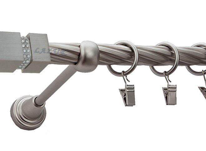 Karnisz FOSSI Satyna Nikiel, Pojedynczy 19 rura skrętna - 480 cm