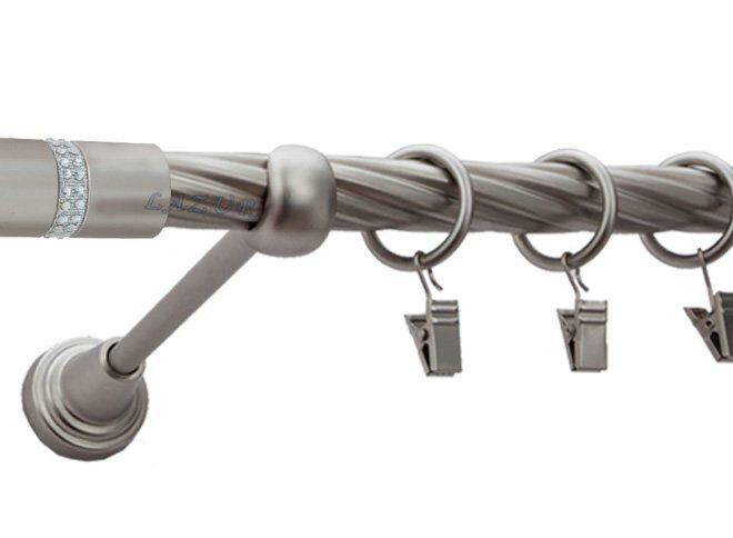 Karnisz ROSETTI Satyna Nikiel, Pojedynczy 19 rura skrętna - 480 cm
