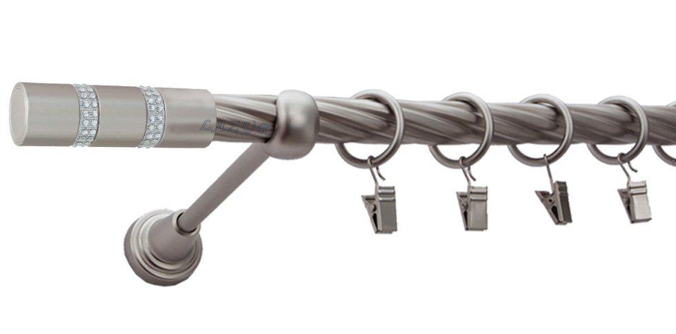 Karnisz ROSETTI Satyna Nikiel, Pojedynczy 19 rura skrętna - 400 cm