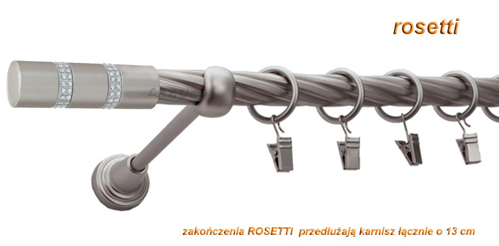 Karnisz ROSETTI Satyna Nikiel, Pojedynczy 19 rura skrętna - 400 cm - obrazek 3